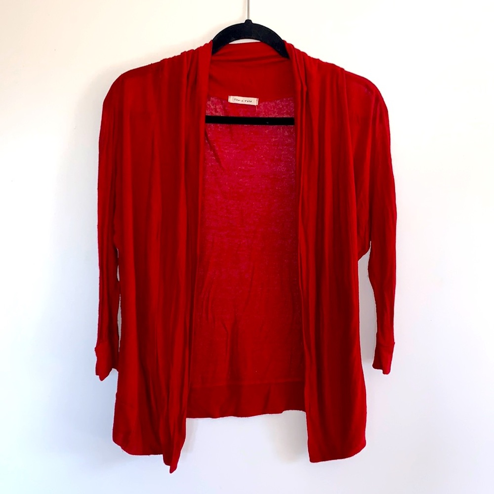 Red cardigan